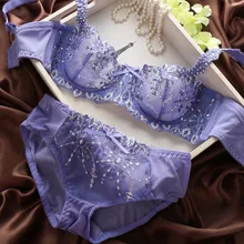 Роскошный японский модный тонкий бюстгальтер, сексуальный прозрачный кружевной бюстгальтер пуш-ап с цветочной вышивкой, комплект женского нижнего белья