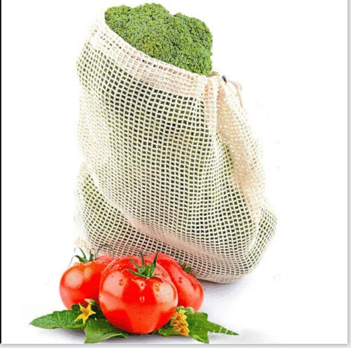 

6x Reusable Cotton Mesh Produce Bags Grocery Fruit Storage Shopping String Bag