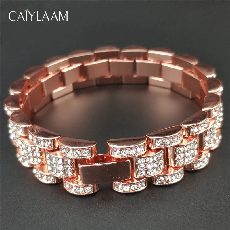 

CAIYLAAM Hip Hop Style Tank Chain Bracelets for Men Cuban Chains for Hippies Bracelets Copper Alloy Hip Hop Jewelry Accessories