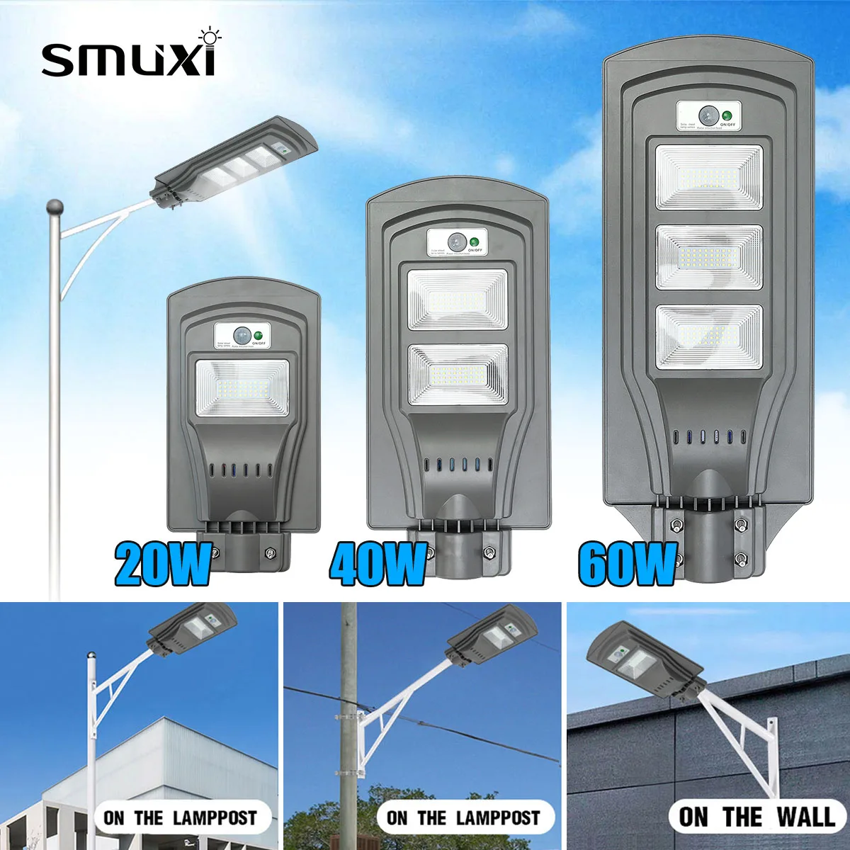 Kaufen LED Solar Straße licht LED Wand Lampe 20 W 40 W 60 W Motion Sensor Wasserdichte Sicherheit Lampe für Garten Hof уличное освещение