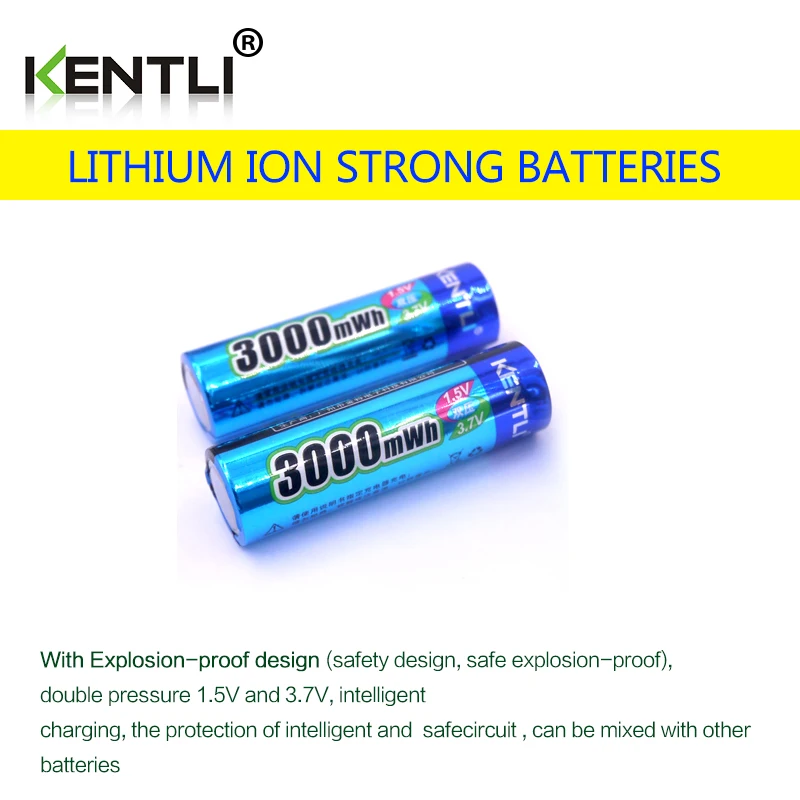 KENTLI 2 шт./лот, стабильное напряжение, 3000 mwh AA батареи, 1,5 в, аккумуляторная батарея, литий-полимерная батарея для камеры и т. Д