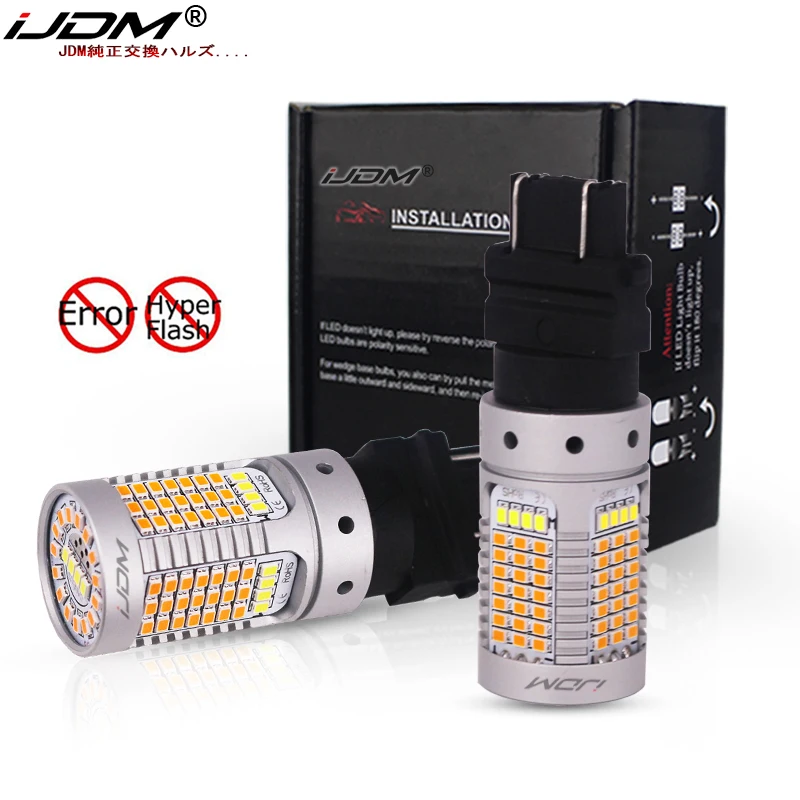 

iJDM No Hyper Flash 21W 3157 LED Canbus P27/5W P27/7W LED Switchback White/Amber LED Bulbs For Daytime Running/Turn Signal Light