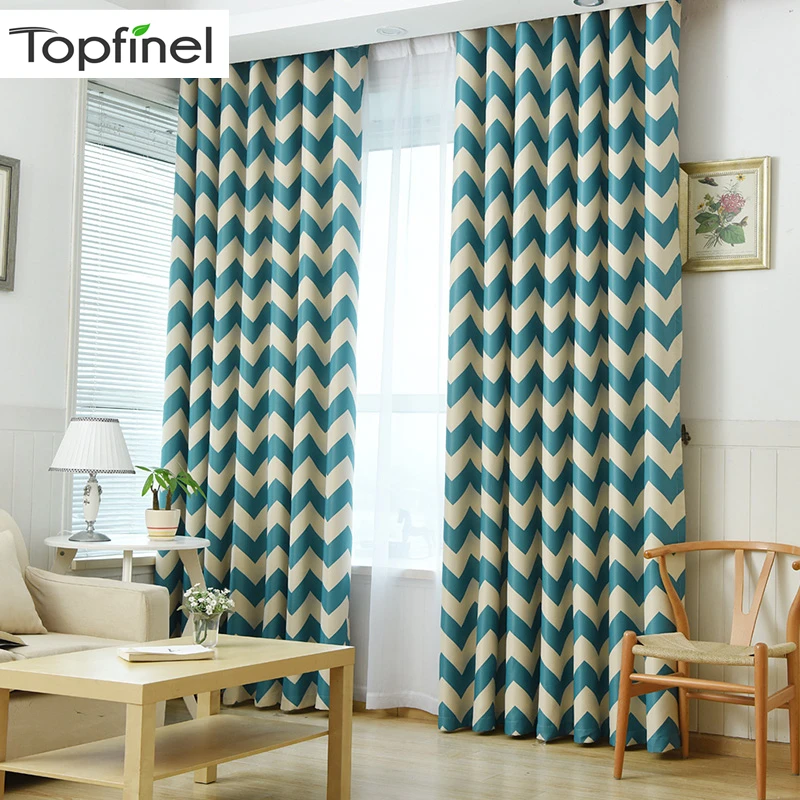 

Topfinel Chevron Design Blackout Window Curtain Panel for Children Room Baby Room Modern Living Room Japanese Curtains Fabric