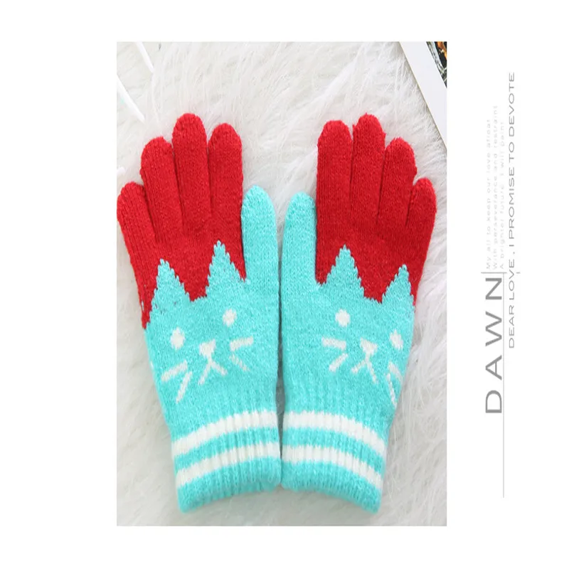 Детская одежда, спортивный костюм для маленьких детей, для мальчиков и девочек, Утепленные зимние перчатки вязаные пижамы с рисунками зимняя рукавица теплые перчатки - Цвет: 5