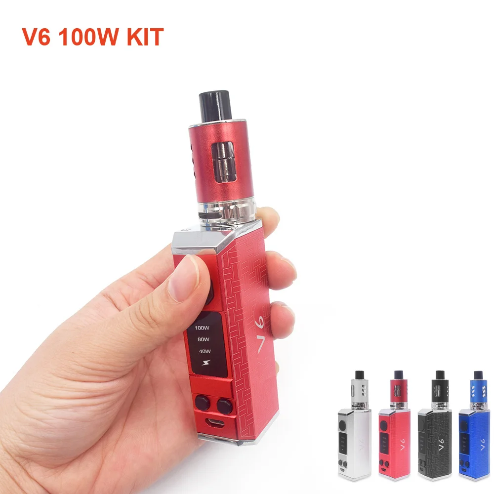 New V6 100W Vape Kits 2600mah Battery 2ml Vaporizer Hookah Atomizer Tank Electronic Cigarette Mod Kit 40W 80W 100W Huge Vapor New V6 100W Vape Kits 2600mah Battery 2ml Vaporizer Hookah Atomizer Tank Electronic Cigarette Mod Kit 40W 80W 100W Huge Vapor