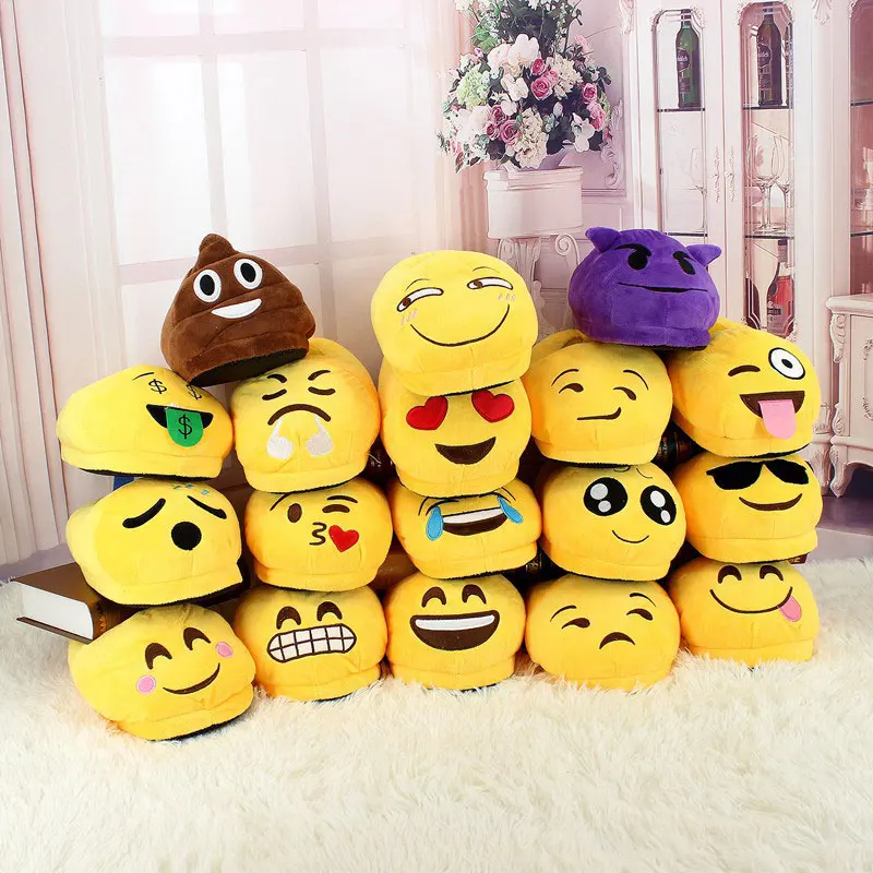 

TASTIEN Funny Mens Womens Plush Slippers 2018 Indoor Shoes House Cute Women Slippers Emoji Shoes Warm House Slipper High Quality