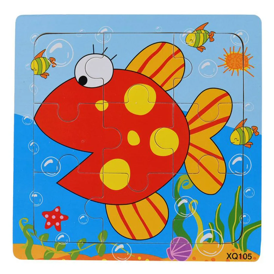 MUQGEW Cartoon Puzzle for Children Jigsaw Wood Puzzle Montessori Educational Toys Kids Wooden