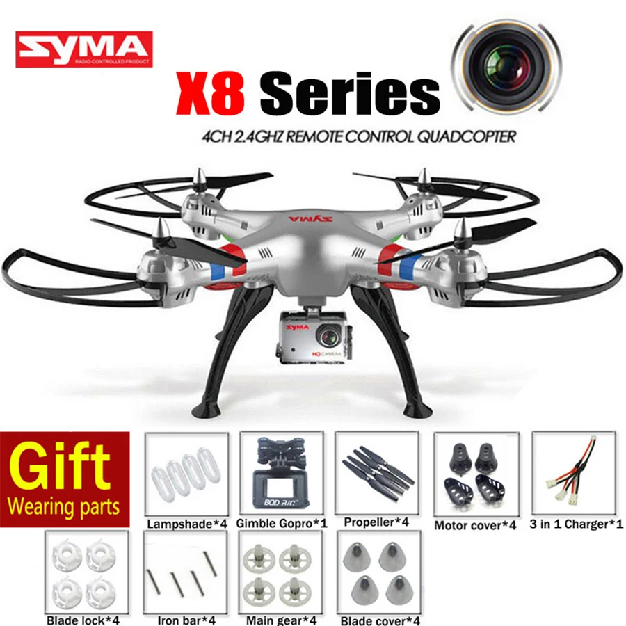 Cheappest SYMA X8G X8C X8W X8 RC Helicopter 2.4G 4CH 6-Axis Drone With Camera Professional CAM OR SYMA X8 Quadrocopter UFO UAV