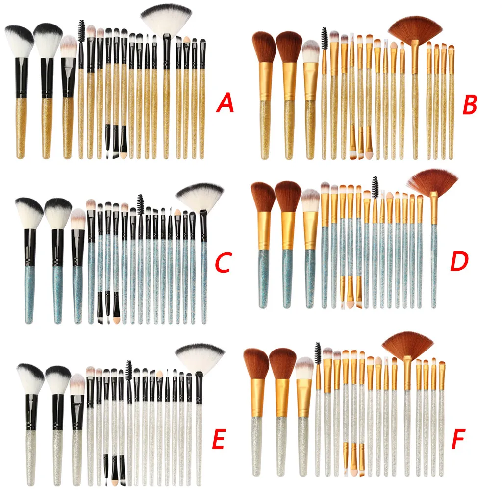 MAANGE 18Pcs Shiny Makeup Brush Set tools Make-up Toiletry Kit Glitter Brushes Set Easy to apply Makeup Brush Set Tools