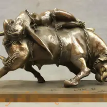 Песня voge Gem S7009 1" китайская Бронзовая ферма Belle On Bull Ox Bullfight статуя Искусство Животные Скульптура