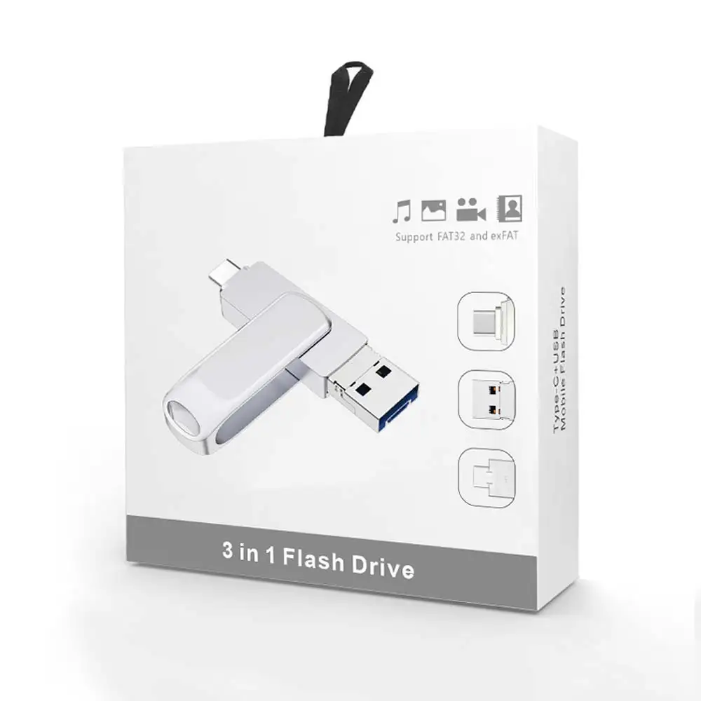 Ingelon USB Flash 3,0 32 Гб 64 Гб 128 ГБ tipo c OTG microUSB cle вращающийся металлический диск на ключ DJ индивидуальный логотип OEM Pendrive