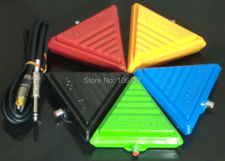 

5Pcs Mixed Color New Super Triangle Style ABS Material Tattoo Foot Pedal Switch With Tattoo Clip Cord For Tattoo Power Supply