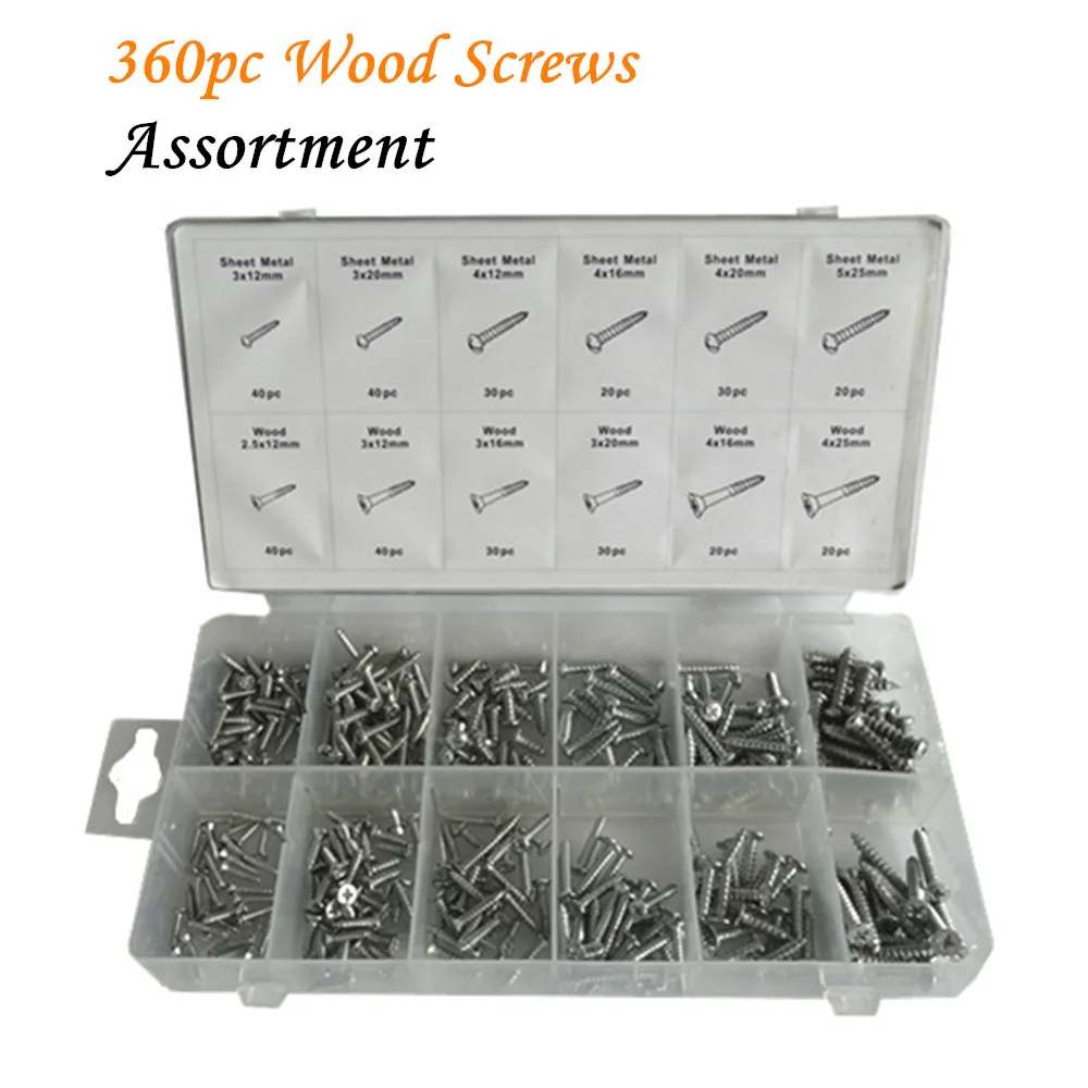 Buy 360pc/case Wood Screws Work Assortment Self