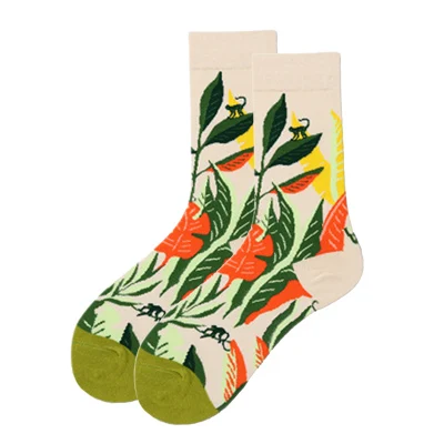 Тренд, модные дизайнерские женские носки из чесаного хлопка, унисекс, носки с животными и цветами, деловые носки для счастливой свадьбы, женские подарки - Цвет: Style 1