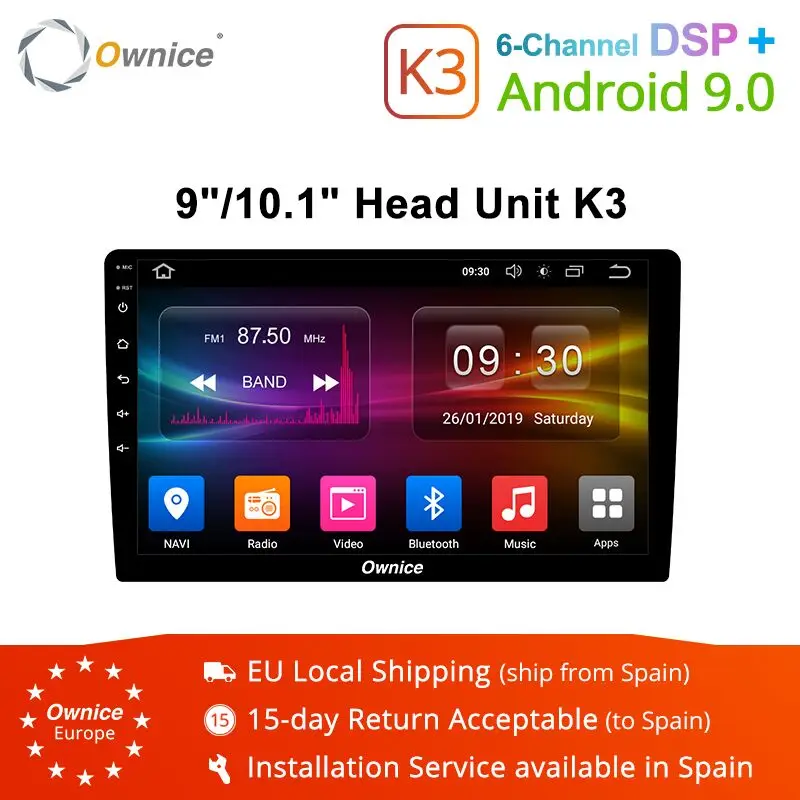 Ownice K3 Android 9,0 четырехъядерный автомобильный Радио универсальный DVD мультимедийный плеер 2 Гб ОЗУ 16 Гб ПЗУ gps Навигация DVD Поддержка Bluetooth