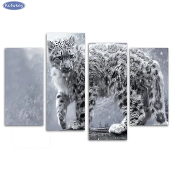 

Snow leopard/set of 4 canvas,Needlework Diy Diamond Embroidery Diamond Painting Cross Stitch Full Square Diamond Mosaic picture