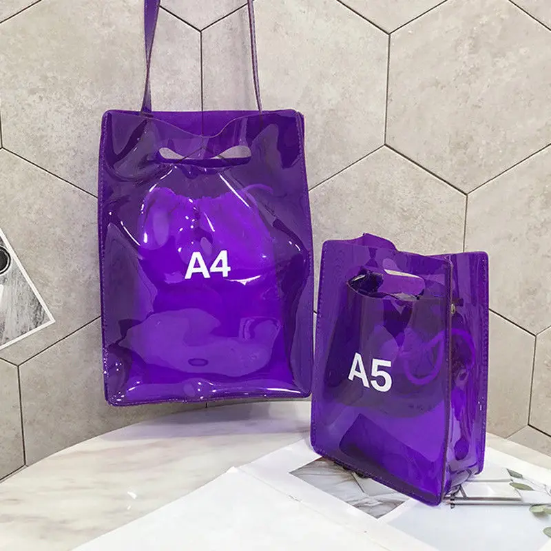 

2018 New Style Fashion Letter Women Jelly Candy Clear Transparent Tote Shipping Bags Beach Bag
