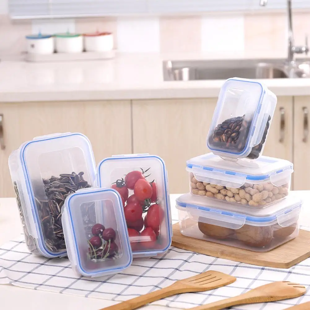 

Yfashion 3Pcs/Set Rectangle Food Storage Box with Lid for Kitchen Fridge Cabinet Freezer Desk Organize