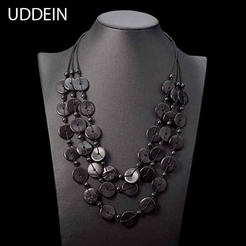 UDDEIN, винтажное Ювелирное колье из черного дерева с кисточкой и подвеской, богемное ожерелье ручной работы для женщин, колье