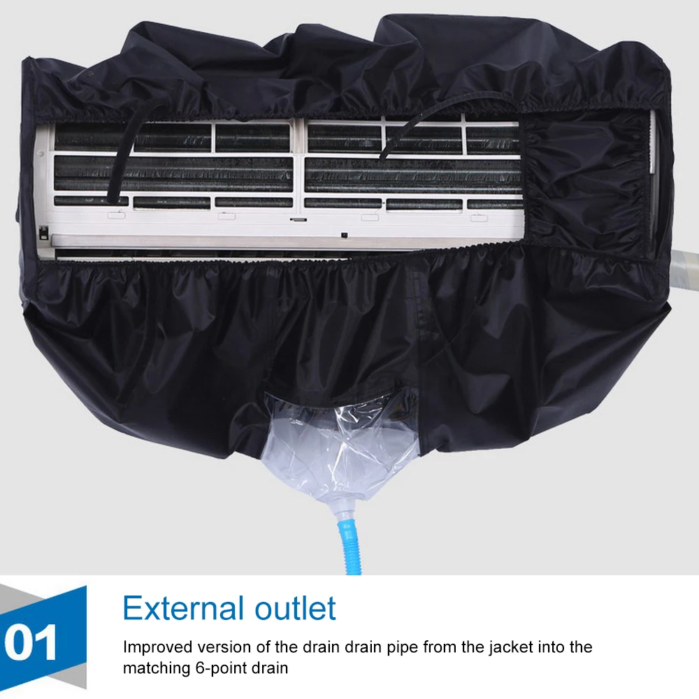 

New Style Clean Waterproof Air Conditioner PU Cleaning Dust 1-1.5p/2P-3P Washing Cover Protector Black DIY Household Tools