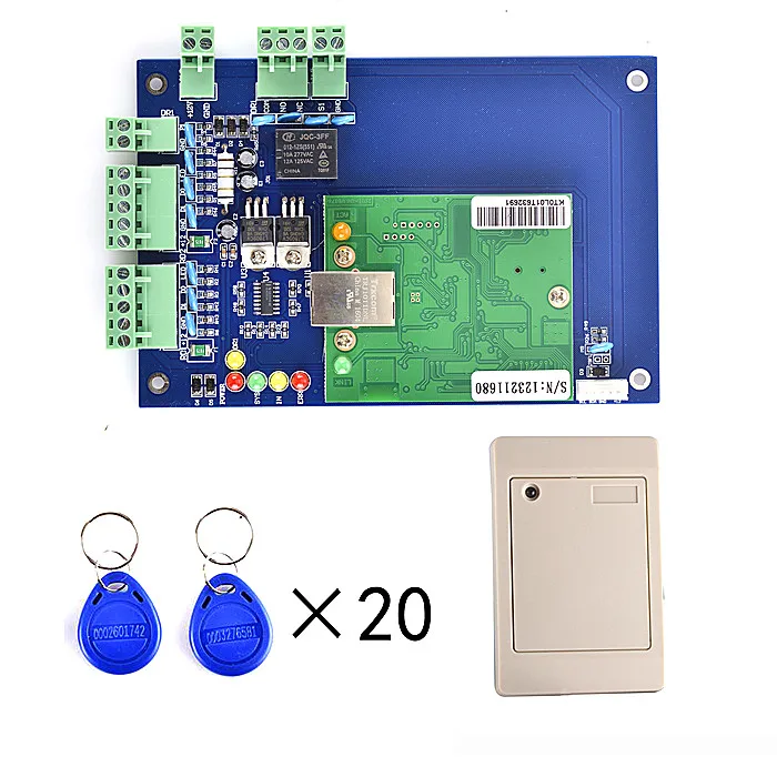 

RFID Access Control Board TCP/IP+1 Pieces Card Reader+20pcs RFID card+Free English Software