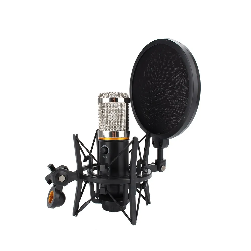 

Condenser Microphone Shock Mount with Pop Filter Mic Windscreen Shield Anti Vibration Suspension Metal Mic Mount For Radio Broad