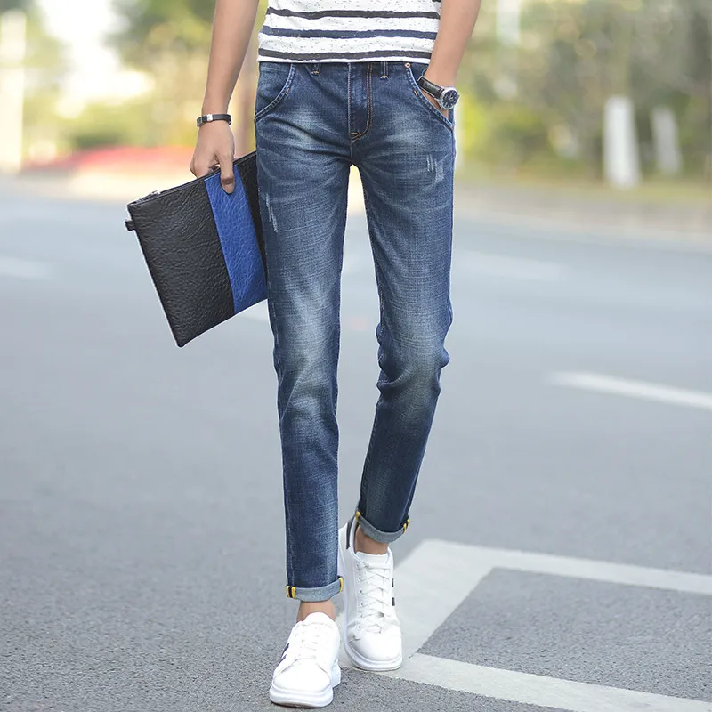 Men's Ankle length Pants Classic Skinny Denim Jeans Brand Slim Pencil