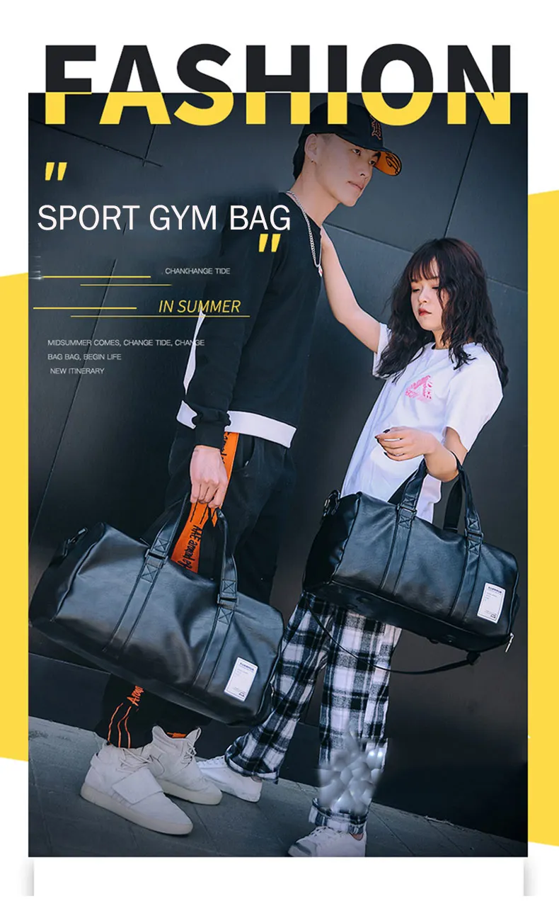 PU Leather Gym Bag Fitness Travel Handbag Dry Wet for Women Men Training Sack Shoulder Tote Sac De Sport Gymtas Outdoor XA170-1D