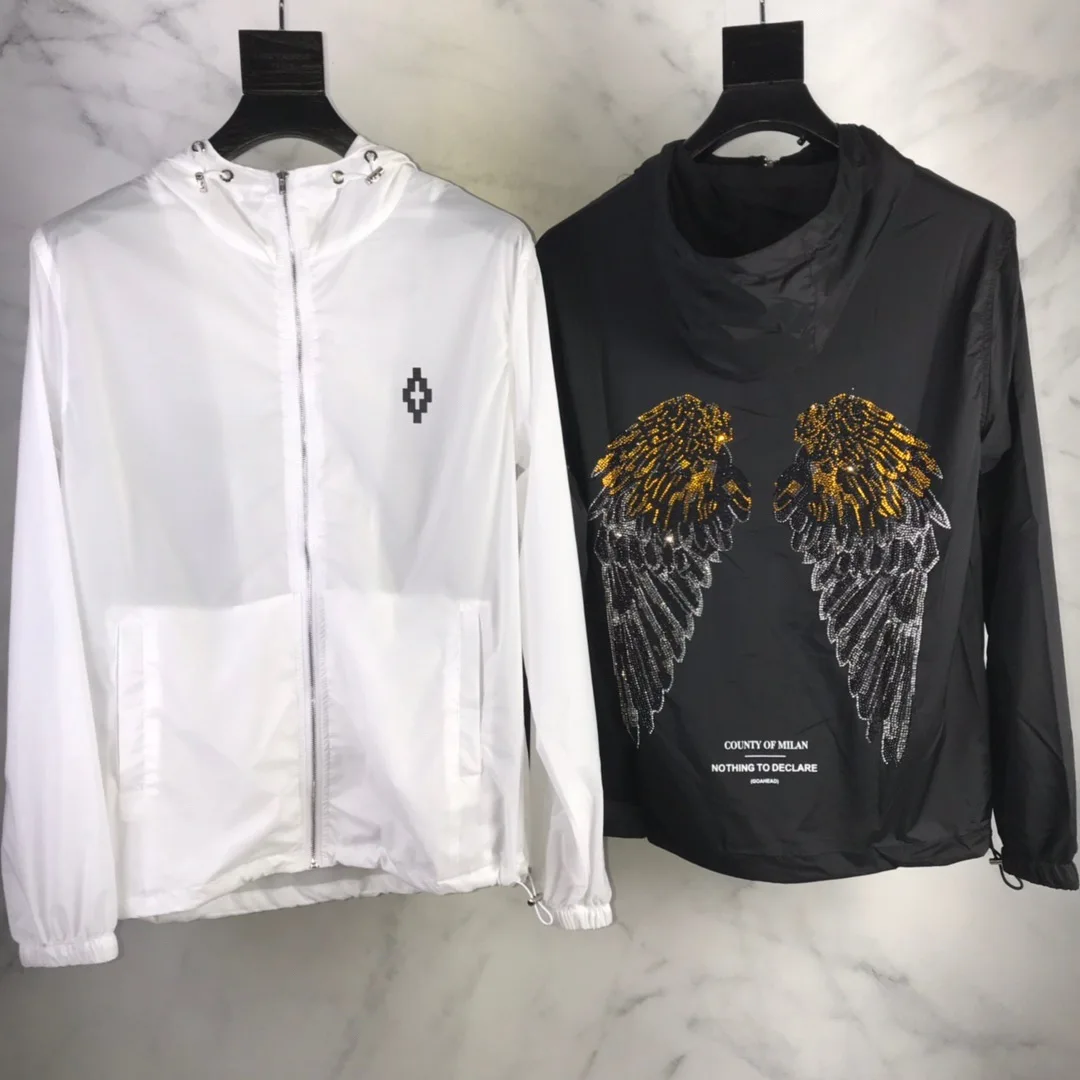 2019 Best Quality 1:1 Marcelo Burlon MB Dimond Wings Women Men Windbreaker Jacket Hiphop Streetwear Men Sun-protective Jackets