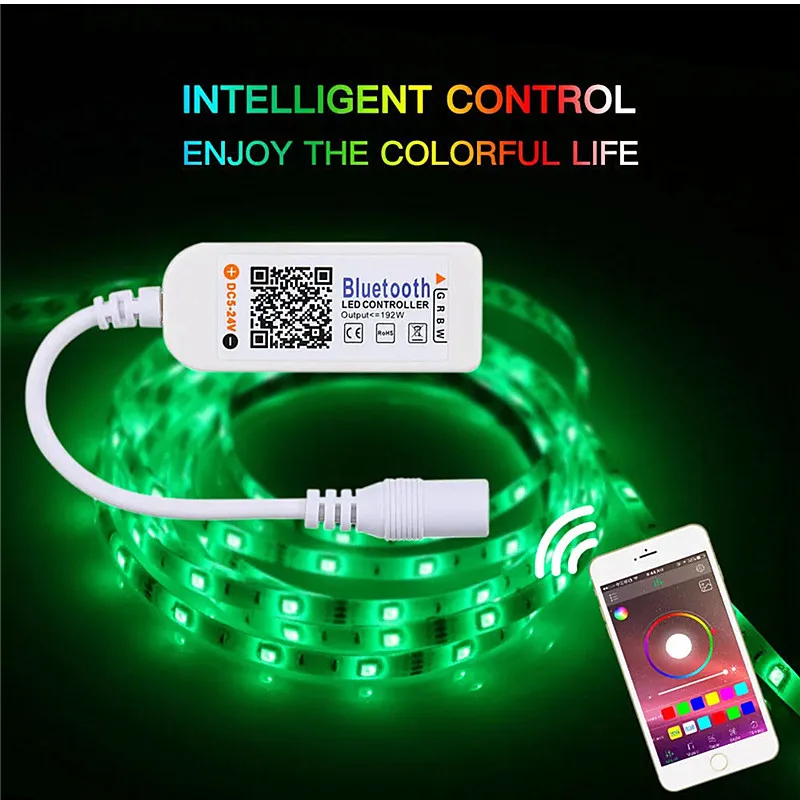 Мини Bluetooth WiFi светодиодный контроллер для 5050 3528 RGB RGBW светодиодные полосы света DC5V-24V черный белый OS/Android мобильный телефон беспроводной