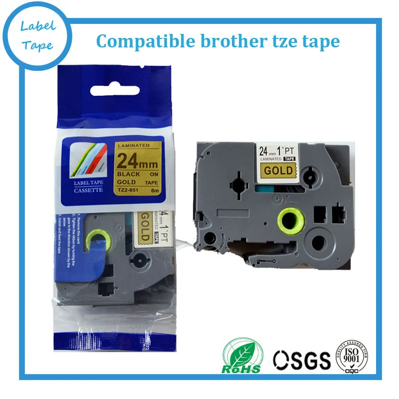 

Compatible Tz Label Tape Tz-851 Tze-851 Tze851 tze 851 Black on Gold For P-touch Labeling Machines