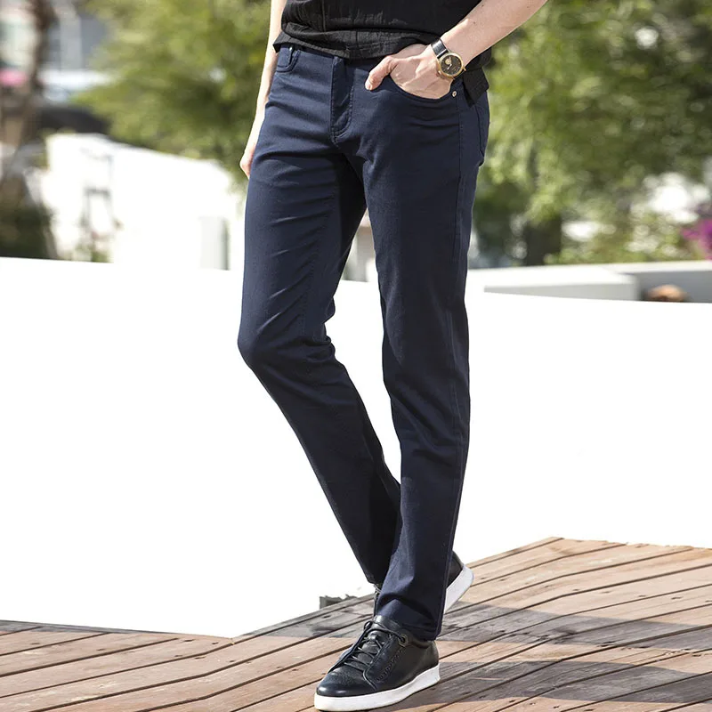 Men Long Pants Casual Men's Cotton Slim Pants Leisure Straight Trousers Fashion Business Solid Long Leg Pencil Pant Plus Size