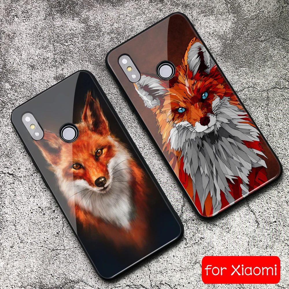 

For Xiaomi Redmi note 7 Case Animal Tempered Glass Hard Back Case for mi 5 5s 6 6x 8 9 se lite explorer Mi play A2