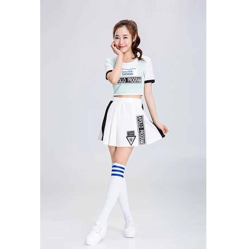 Titivate جنسي الثانوية بنات التشجيع زي هالوين زي المشجع موحدة سيدة بأكمام قصيرة الأعلى + تنورة s-2xl