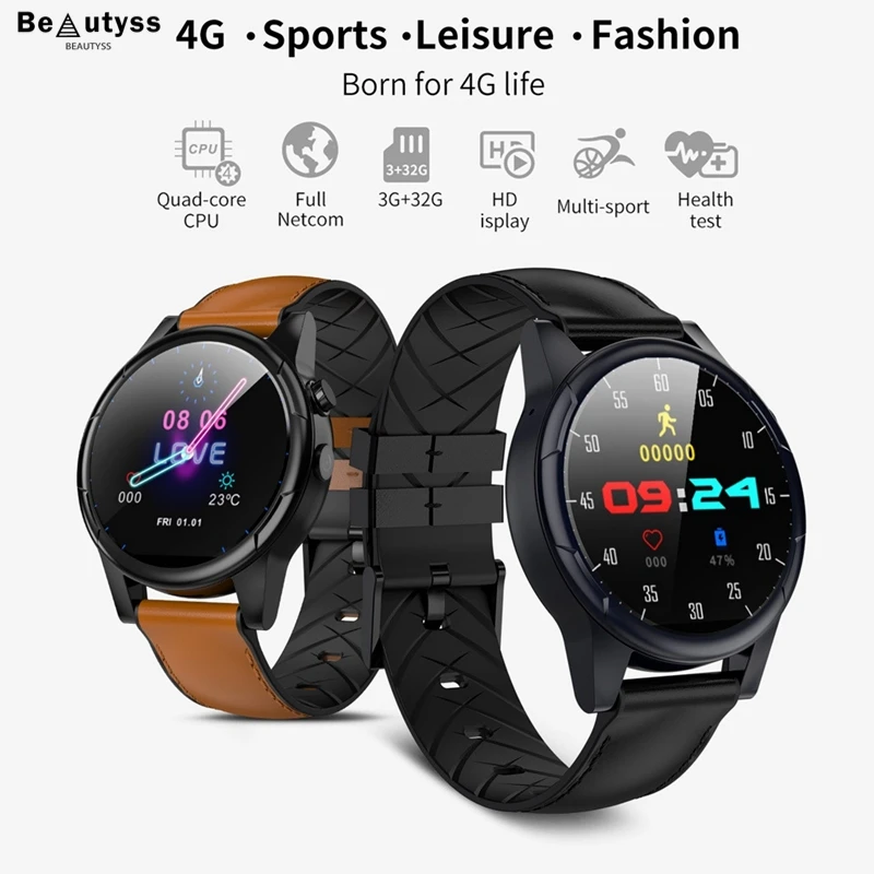 Beautyss 3+32GB 4GSmart Watch Sport Fitness Tracker Heart Rate GPS 2MP Camera for Android amazfit bip watch smart watch IPX7