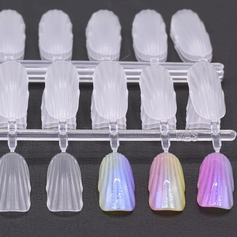 

240 Pcs/Set Seashell False Nail Tips Full Cover UV Gel Polish Display Nail Art Practice Tool WH998