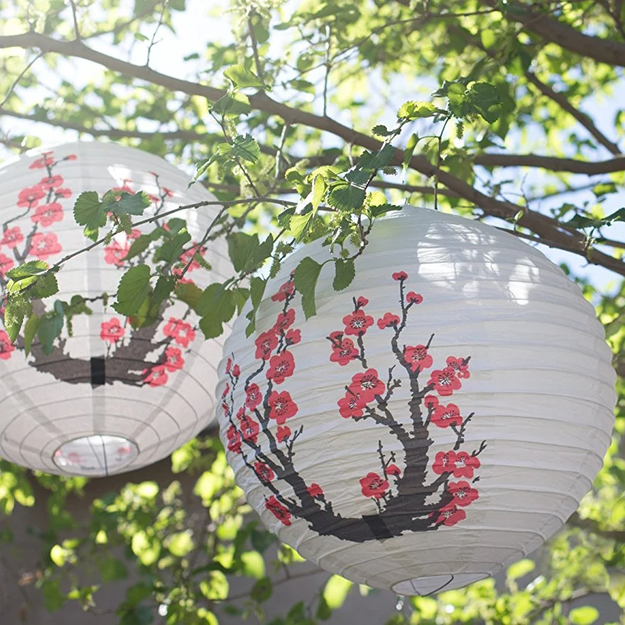 3 шт./лот красный Сакура бумажный фонарь s 16 дюймов 40 см Китайский Японский фестиваль бумажный фонарь цветочные шары свадьба вечерние украшения