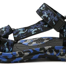 Летние модные мужские камуфляжные повседневные парусиновые сандалии на липучке; уличная пляжная обувь для отдыха; уличная прогулочная обувь; D391