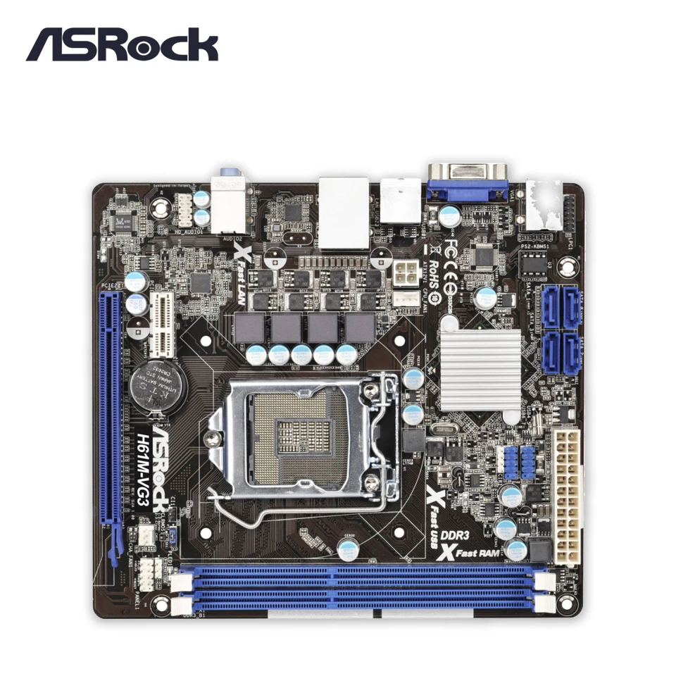 

Asrock H61M-VG3 Desktop Motherboard H61 Socket LGA 1155 i3 i5 i7 DDR3 16G USB2.0 Micro-ATX