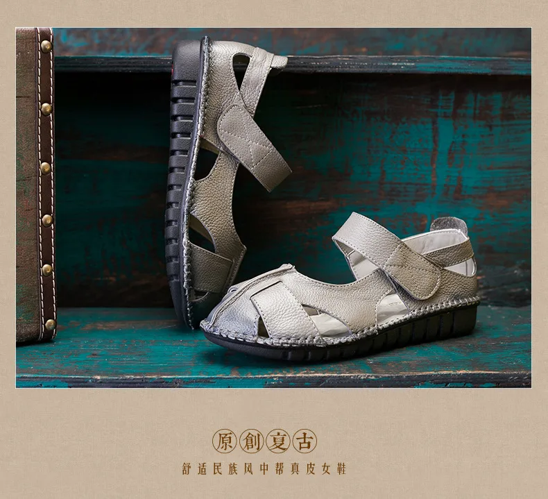 Xiuteng/женские кожаные сандалии ручной работы; летняя удобная обувь с мягкой подошвой и цветами; высококачественная повседневная обувь из натуральной кожи