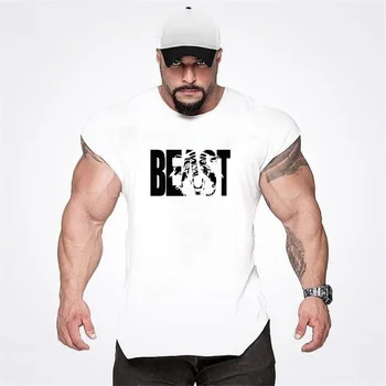 

Letter printing fitness vest male sports sleeveless T-shirt bodybuilding self-cultivation running training vest