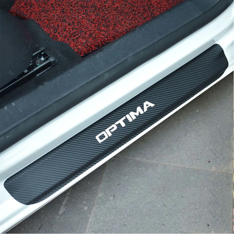 4 шт. виниловые накладки на пороги автомобиля из углеродного волокна для kia Optima, автомобильные аксессуары