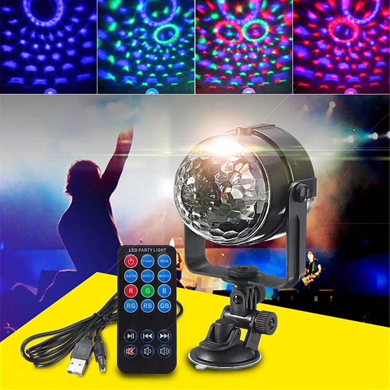 Мини RGB LED сценический свет 3 Вт пульт дистанционного управления диско шар огни