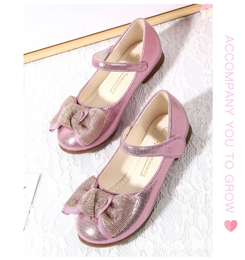 Sapatas da Mola das Crianças Qualidade da Moda Sapatos com Arco Rosa de Ouro Iyeal Crianças Lantejoulas Meninas Princesa Único Cores Opcional 9 Cheap Sapatos de couro