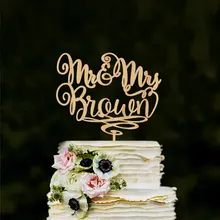 Персонализированные фамилия Топпер для свадебного торта, Mr и Mrs Свадебный Топпер, деревянный Топпер торта, изготовленный на заказ Топпер, Топ торты для помолвки