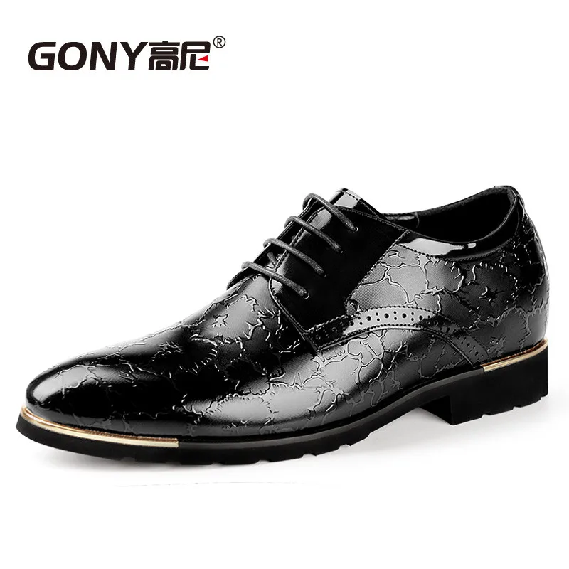 

Fashion Men's Luxury Embossed Leather Formal Dress Shoes Hidden Elevated Insole Increasing Height 6 CM for Wedding /Business