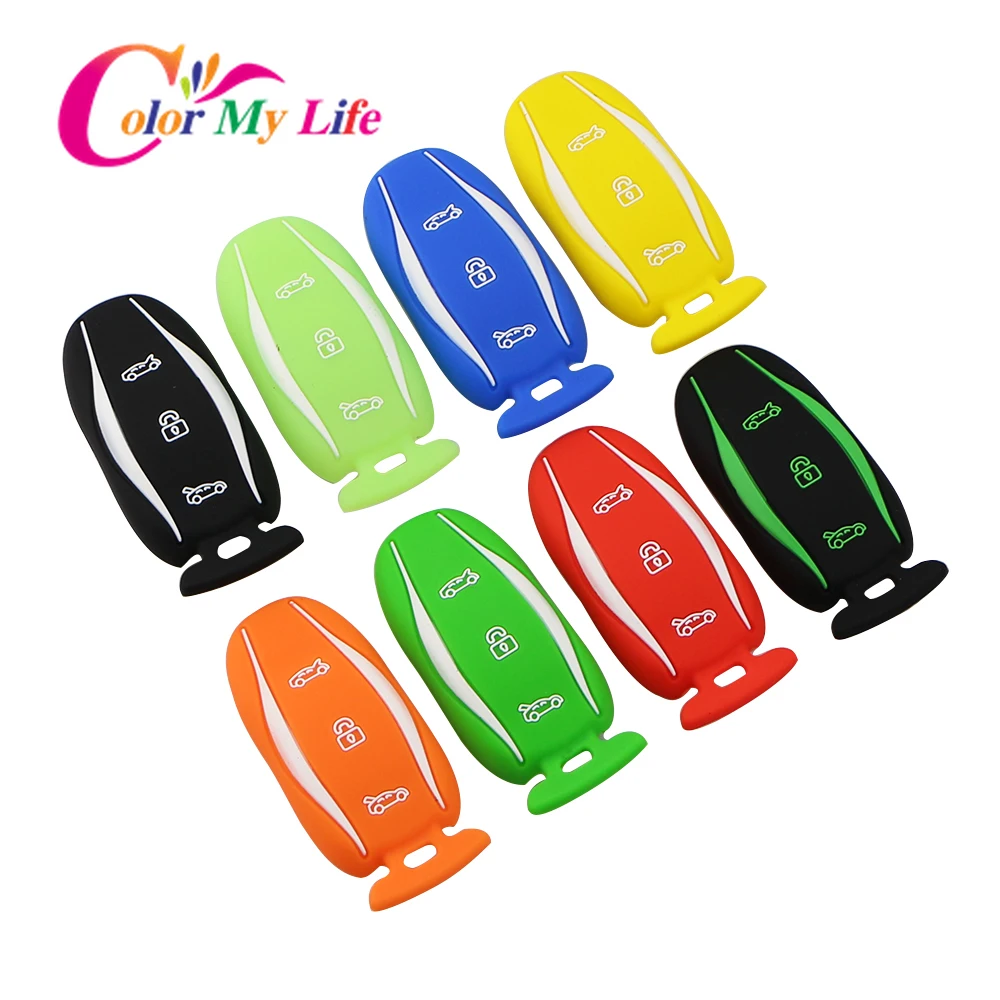 

Silicone Car Key FOB Protection Cover Case Holder Skin Remote Fit for Tesla Model S X P85D P70 Smart Key Accessories