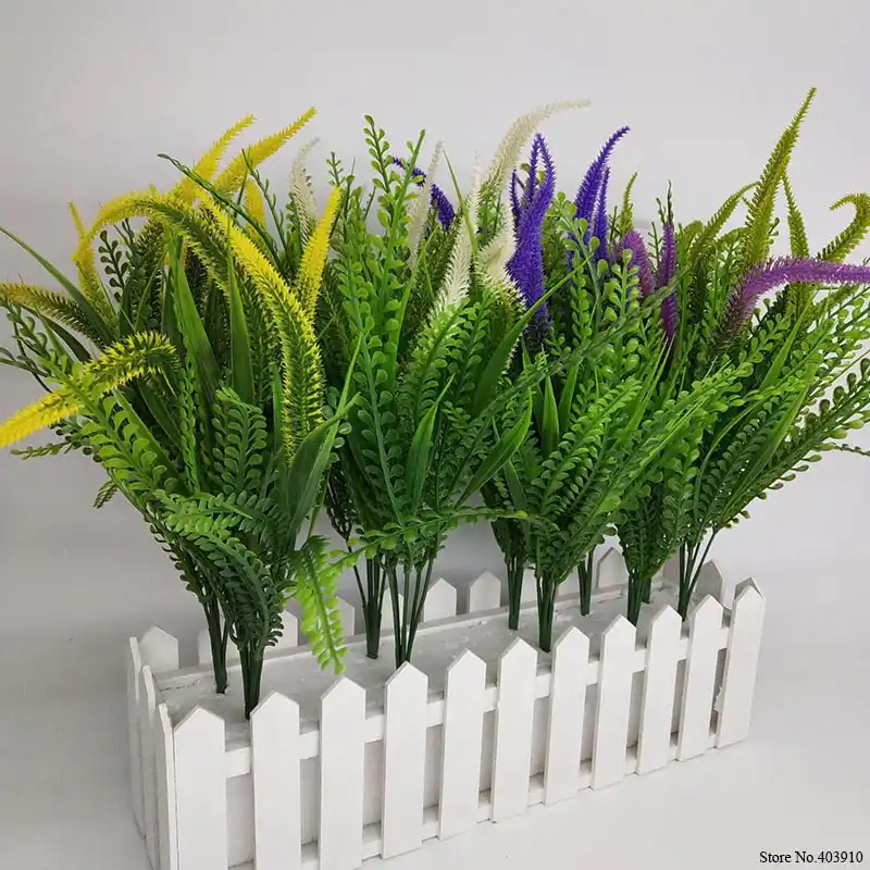Artificial Plants Flower Faux Plastic Setaria Shrubs Greenery