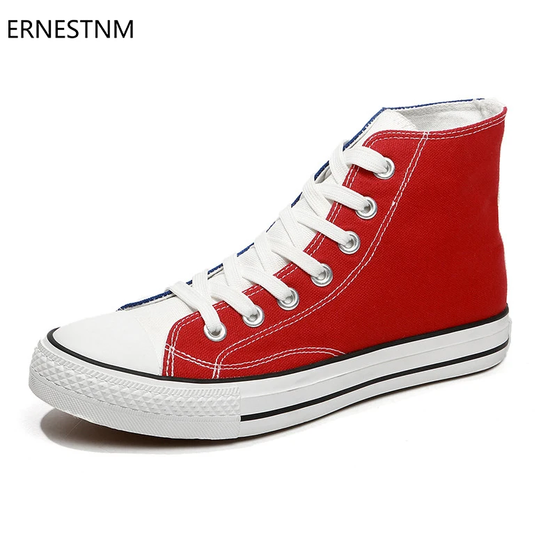 

ERNESTNM Women Sneaker Casual Shoes Female Summer High Heel Canvas Shoes Lace Up Mixed Colors Plus Size High Top Sneakers