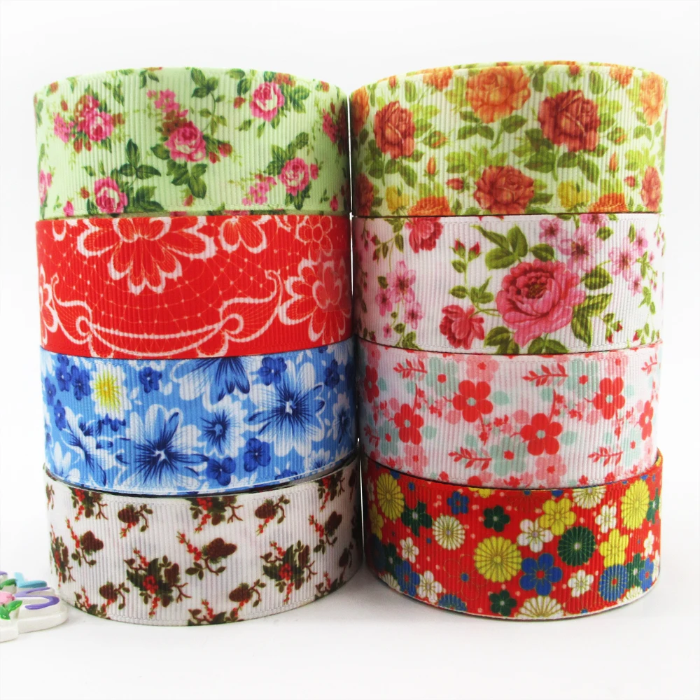 

1" 25mm flowers series high quality printed polyester ribbon 10 yards,DIY handmade materials,wedding gift wrap,10Y50941